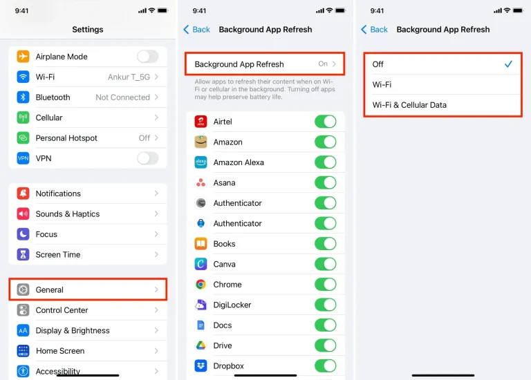 Limit Background App Refresh to Save Power